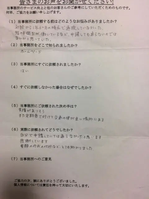 うつ病で障害厚生年金３級が受給できた方