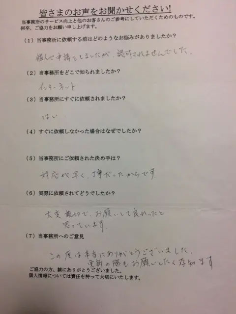 うつ病で障害基礎年金２級を受給できた方